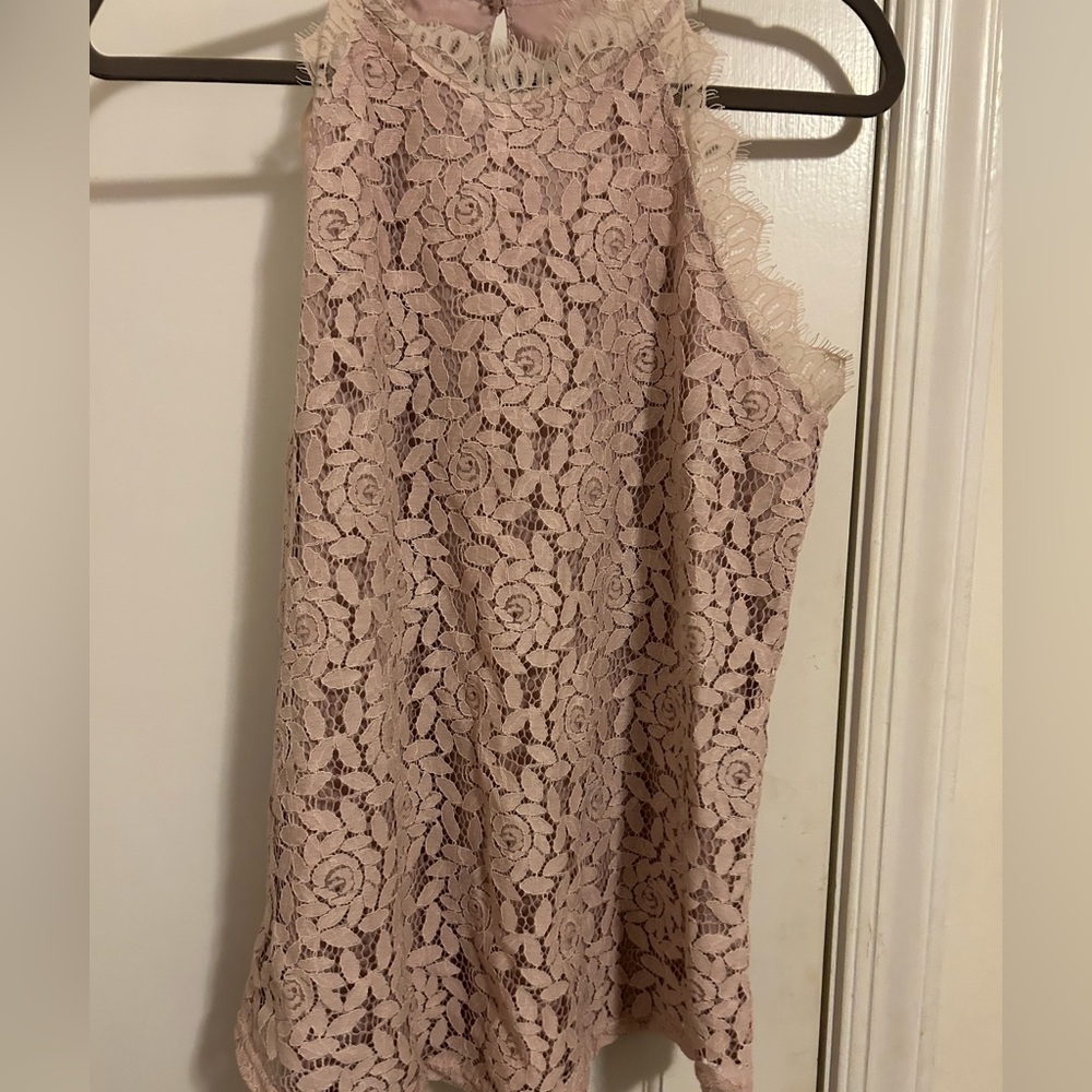 Women’s Eyelash lace sleeveless blouse- new with tags size large